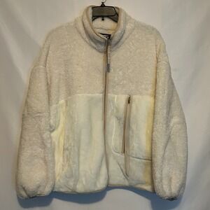 UGG RTW Womens Sherpa Jacket Cream Full Zip Pockets Fleece Faux Fur Size XL NWOT